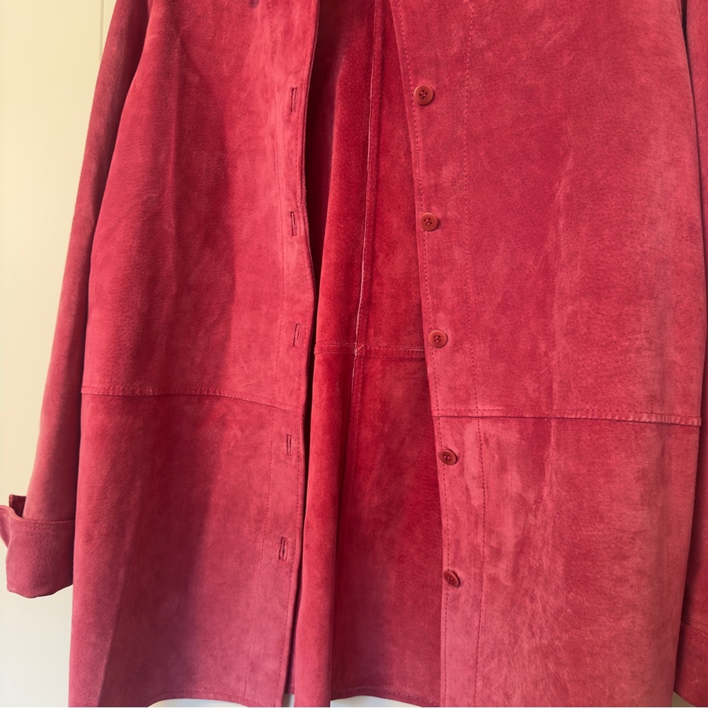 TravelSmith Pink Suede Leather Jacket | Button Front - Picture 3 of 6